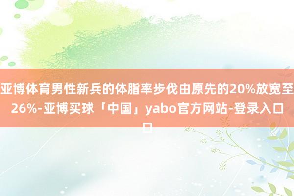 亚博体育男性新兵的体脂率步伐由原先的20%放宽至26%-亚博买球「中国」yabo官方网站-登录入口