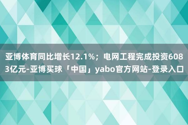 亚博体育同比增长12.1%；电网工程完成投资6083亿元-亚博买球「中国」yabo官方网站-登录入口