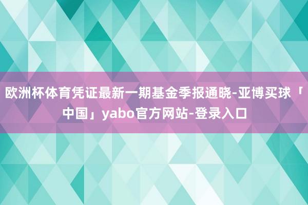 欧洲杯体育凭证最新一期基金季报通晓-亚博买球「中国」yabo官方网站-登录入口