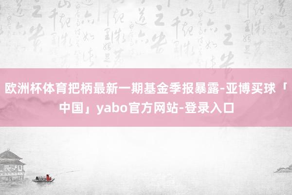 欧洲杯体育把柄最新一期基金季报暴露-亚博买球「中国」yabo官方网站-登录入口