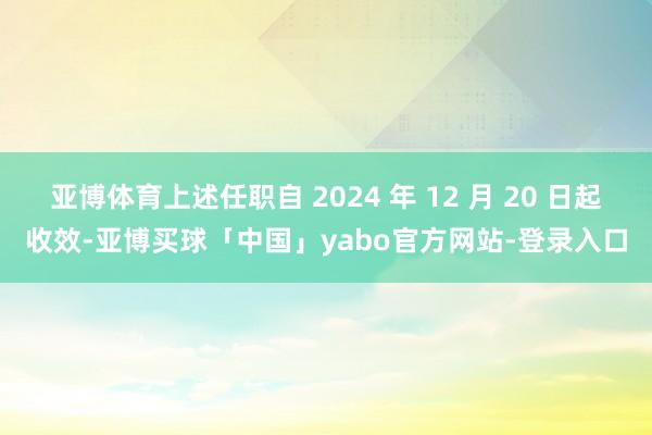 亚博体育上述任职自 2024 年 12 月 20 日起收效-亚博买球「中国」yabo官方网站-登录入口