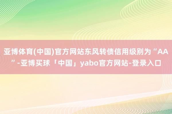 亚博体育(中国)官方网站东风转债信用级别为“AA”-亚博买球「中国」yabo官方网站-登录入口